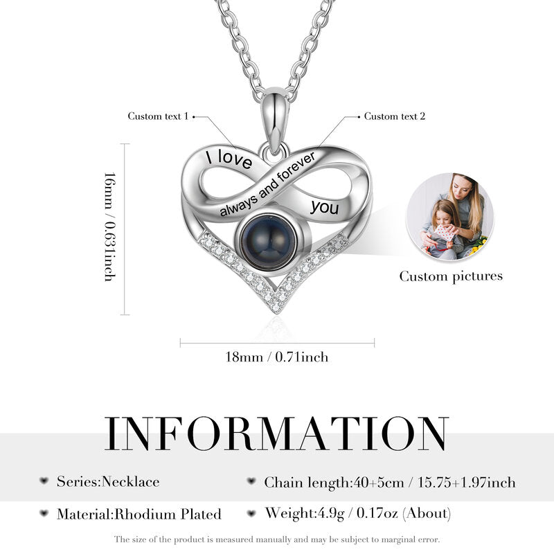 Heart Necklace with Picture Inside - Heart Photo Projection Necklace - Heart Photo Necklace with Engraving