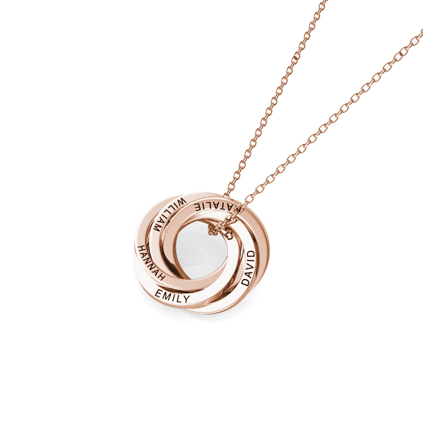 Personalised Russian 5 Rings Engraved Necklace for Grandma & Mum