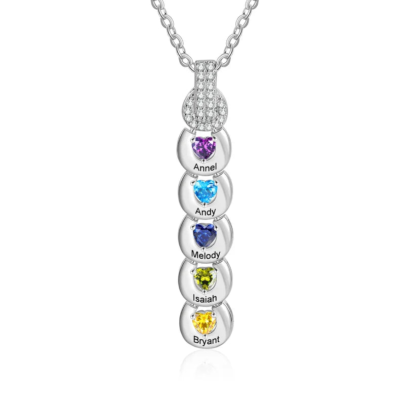 Heart Birthstone Personalised Necklace for Mum