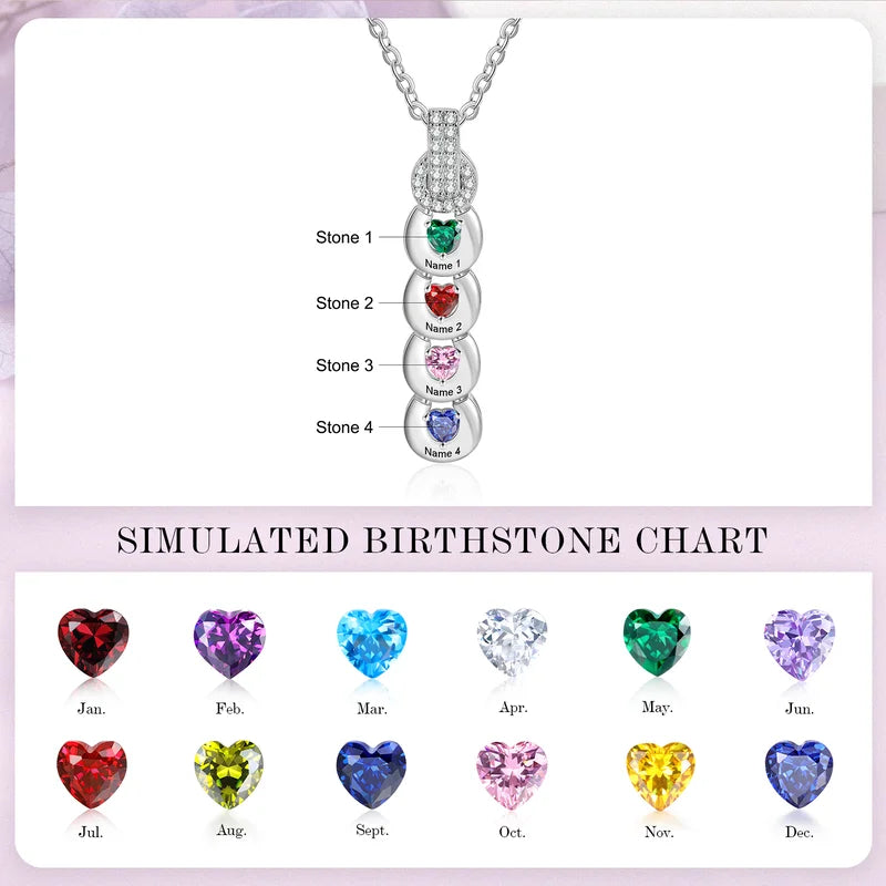 Heart Birthstone Personalised Necklace for Mum