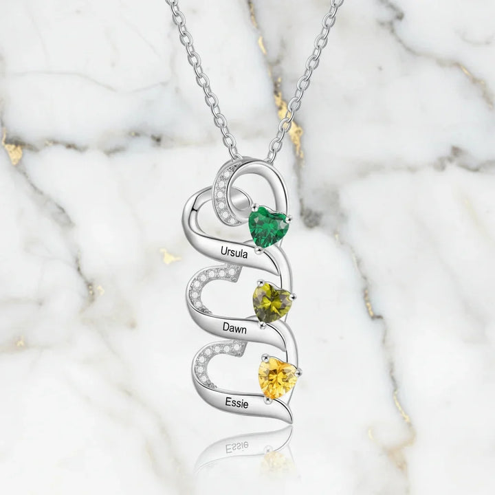 Engraved 2-5 Name Personalised Birthstone Necklace for Mum, Nan, or Sister