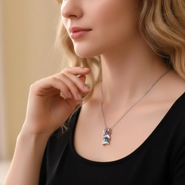 Engraved 2-5 Name Personalised Birthstone Necklace for Mum, Nan, or Sister
