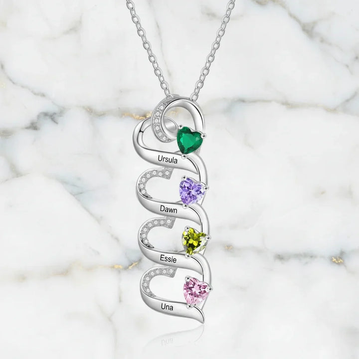 Engraved 2-5 Name Personalised Birthstone Necklace for Mum, Nan, or Sister