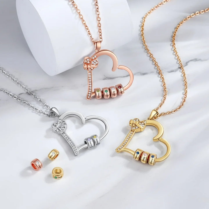 Personalised Family Birthstone Heart Pendant Necklace