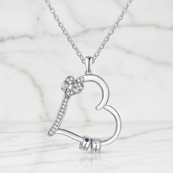 Personalised Family Birthstone Heart Pendant Necklace