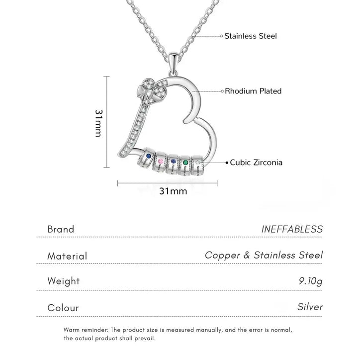 Personalised Family Birthstone Heart Pendant Necklace