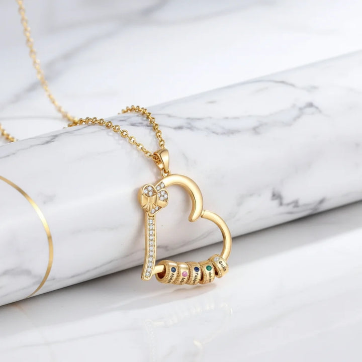 Personalised Family Birthstone Heart Pendant Necklace