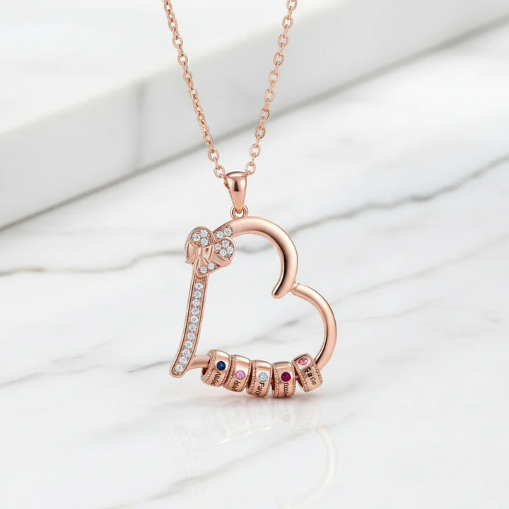 Personalised Family Birthstone Heart Pendant Necklace