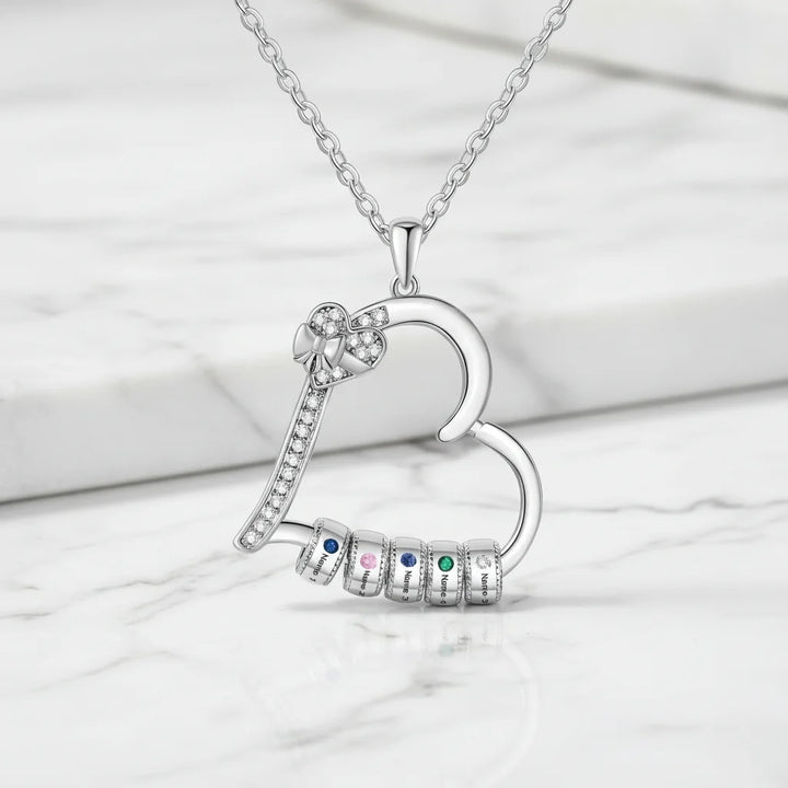 Personalised Family Birthstone Heart Pendant Necklace