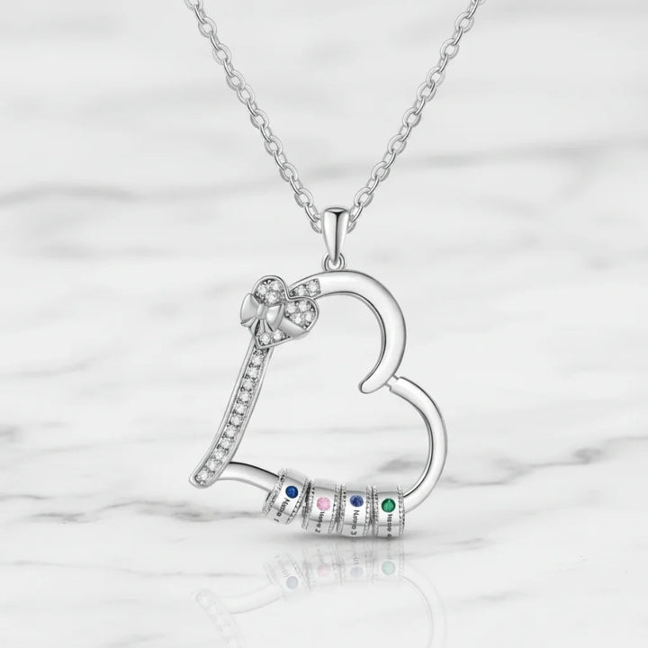 Personalised Family Birthstone Heart Pendant Necklace