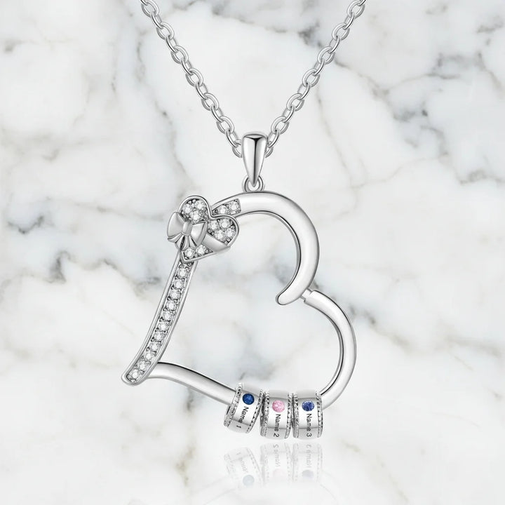 Personalised Family Birthstone Heart Pendant Necklace
