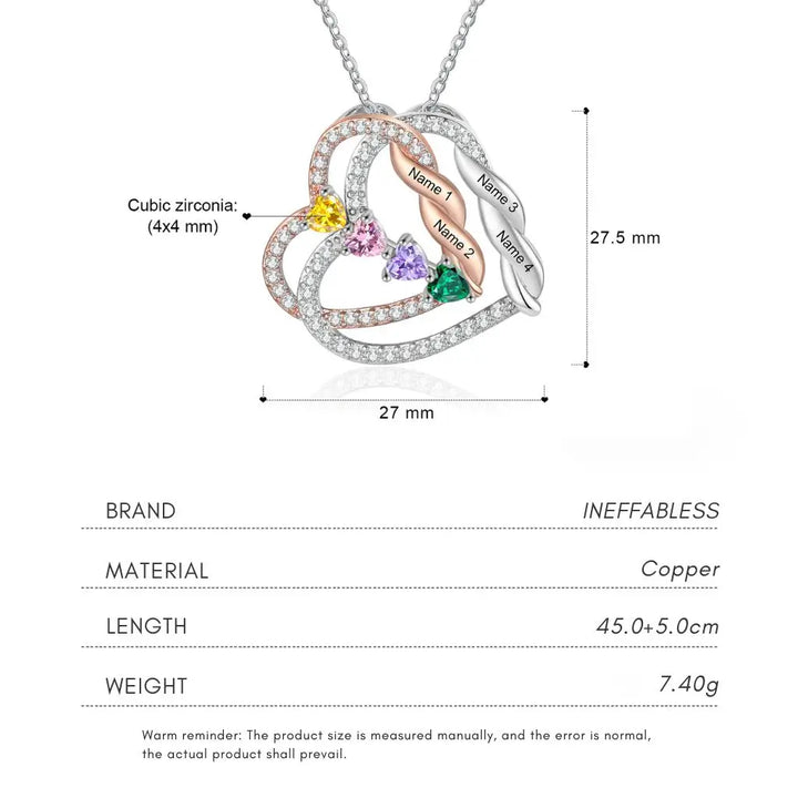 Personalised Intertwined Hearts Necklace with Birthstones & Engraved Names 88