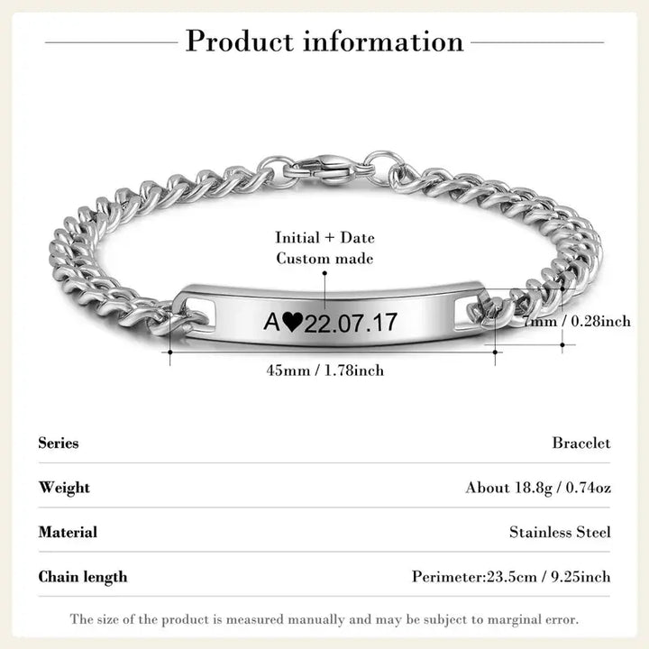 Initial and Date Bracelets for Couples | His and Hers Bracelets