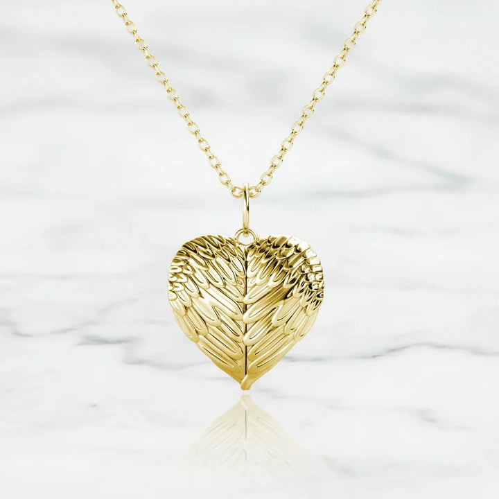 Personalised Angel Wings Photo Locket Necklace with Engraving in 925 Sterling Silver