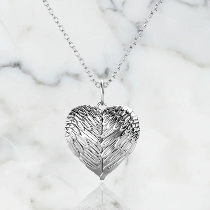 Personalised Angel Wings Photo Locket Necklace with Engraving in 925 Sterling Silver