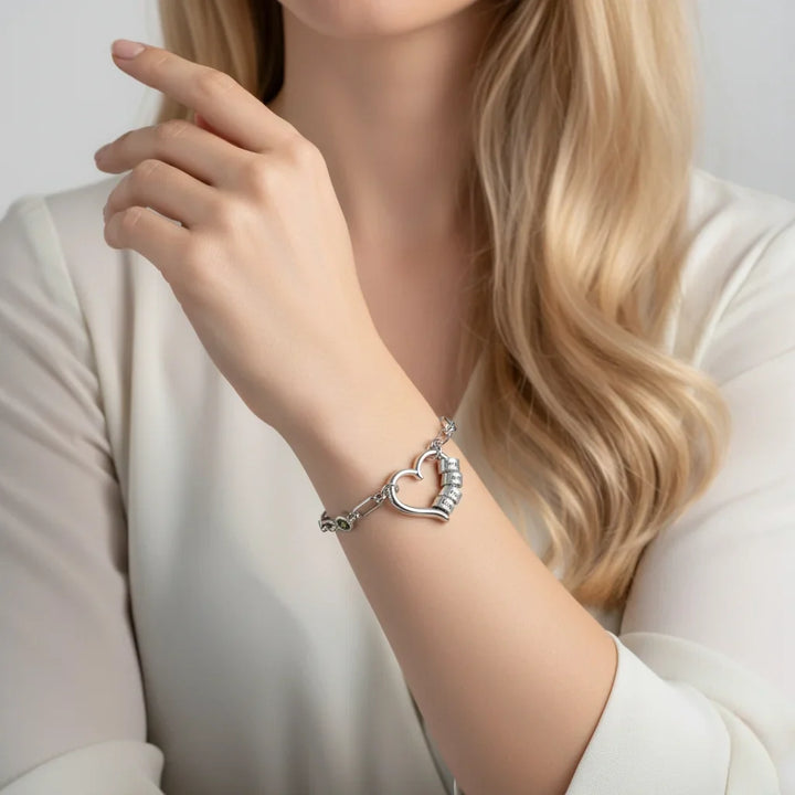 Personalised Engraved Name Bead Bracelet with Birthstones – The Perfect Family Jewellery Gift