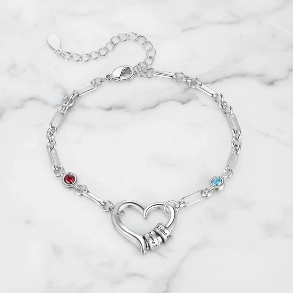 Personalised Engraved Name Bead Bracelet with Birthstones – The Perfect Family Jewellery Gift