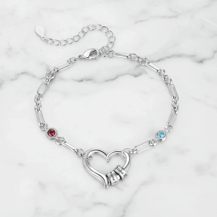 Personalised Engraved Name Bead Bracelet with Birthstones – The Perfect Family Jewellery Gift