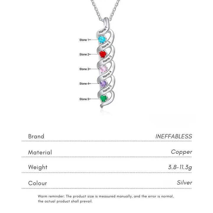 Personalised Engraved Name & Birthstone Necklace for Mum/Nan