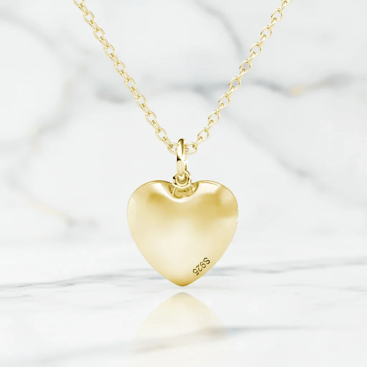 Personalised Heart Photo Locket Necklace - Engraved Sterling Silver in Gold, Rose Gold, or Silver