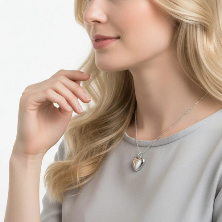 Personalised Heart Photo Locket Necklace - Engraved Sterling Silver in Gold, Rose Gold, or Silver