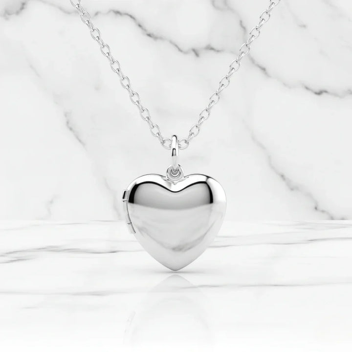 Personalised Heart Photo Locket Necklace - Engraved Sterling Silver in Gold, Rose Gold, or Silver