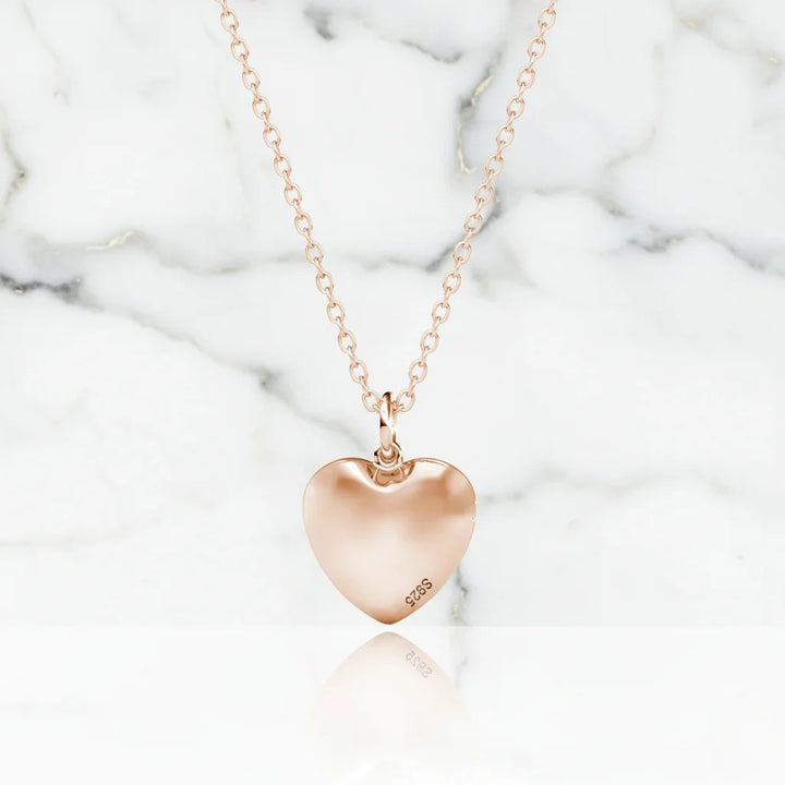Personalised Heart Photo Locket Necklace - Engraved Sterling Silver in Gold, Rose Gold, or Silver
