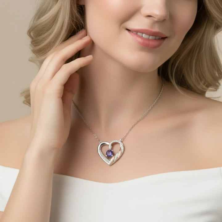 Personalised Heart Necklace for Mum, Birthstone & Engraved 2-4 Names