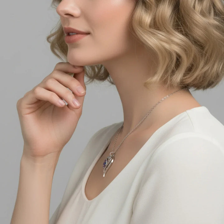 Personalised Heart Necklace with Birthstones – Custom Engraved Names for Family or Mum