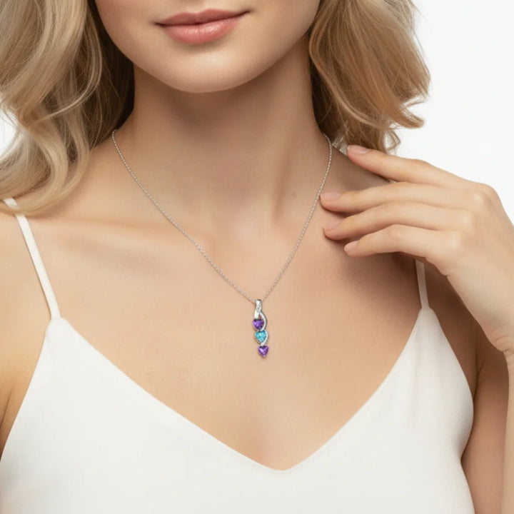 Personalised Intertwined Hearts Necklace for Mum - 3 Birthstones & Names