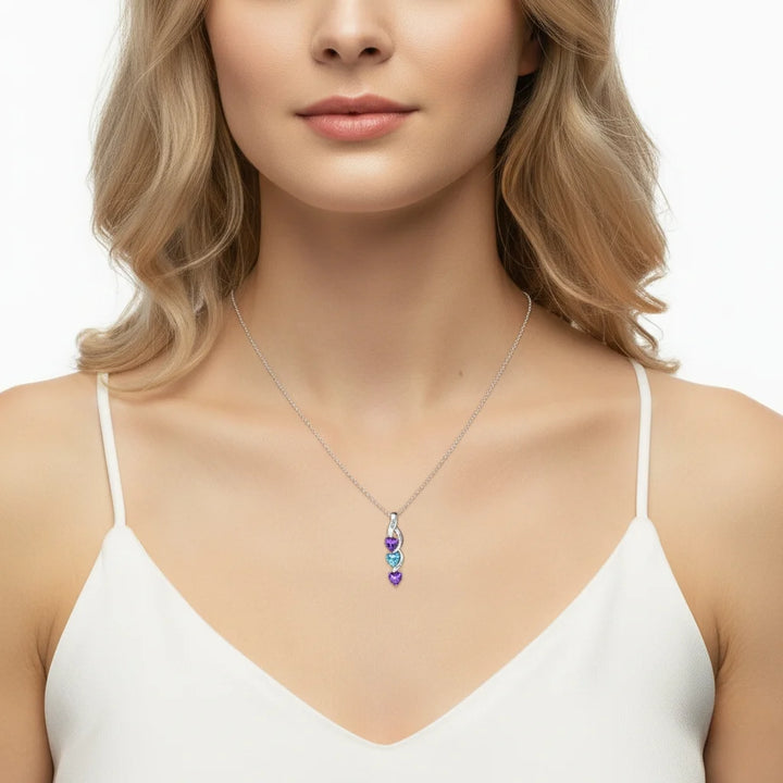 Personalised Intertwined Hearts Necklace for Mum - 3 Birthstones & Names