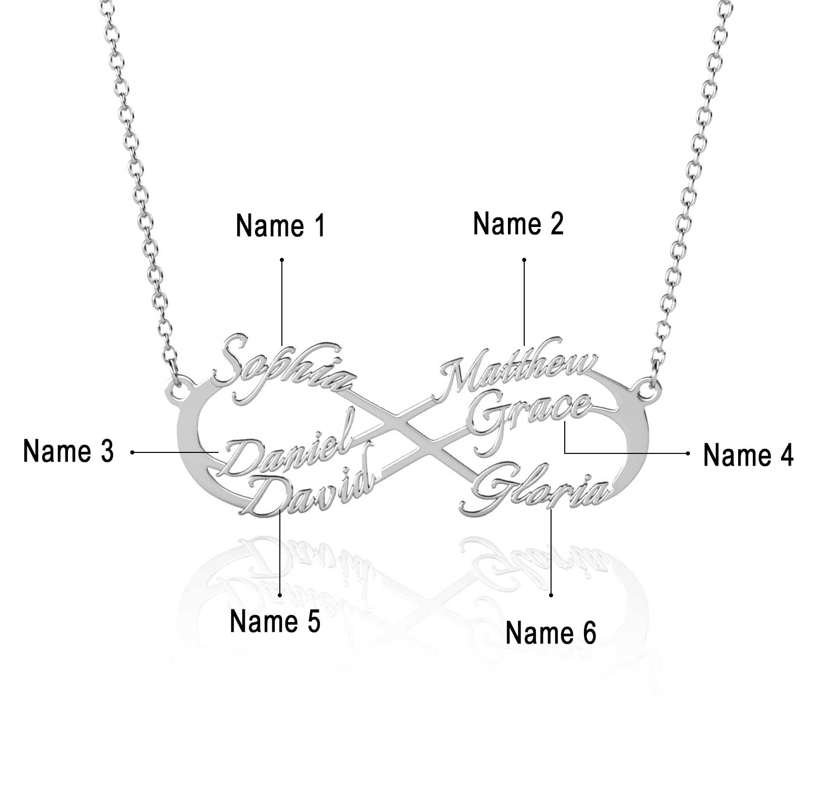 Infinity 6 Name Necklace