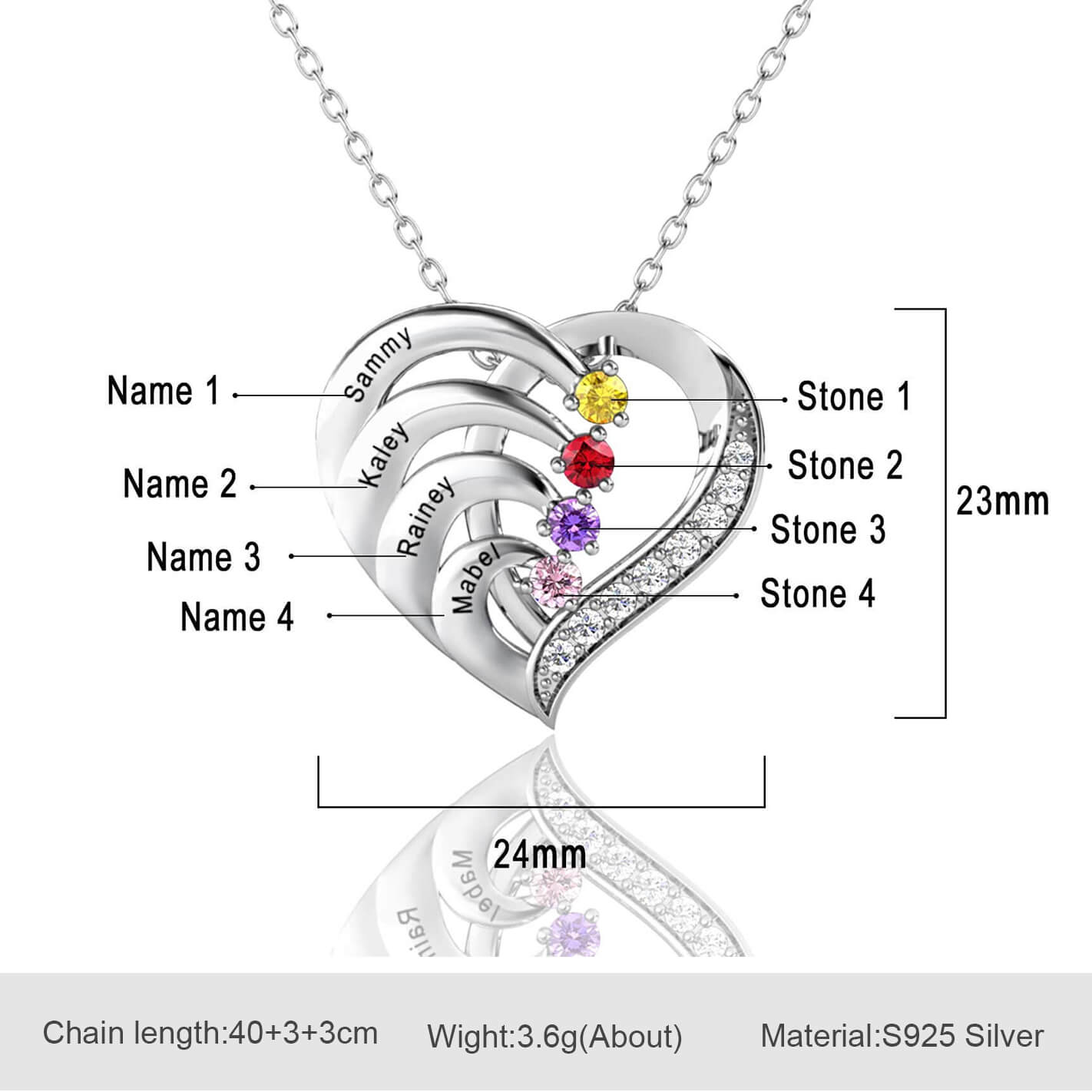 4 Birthstones Necklace