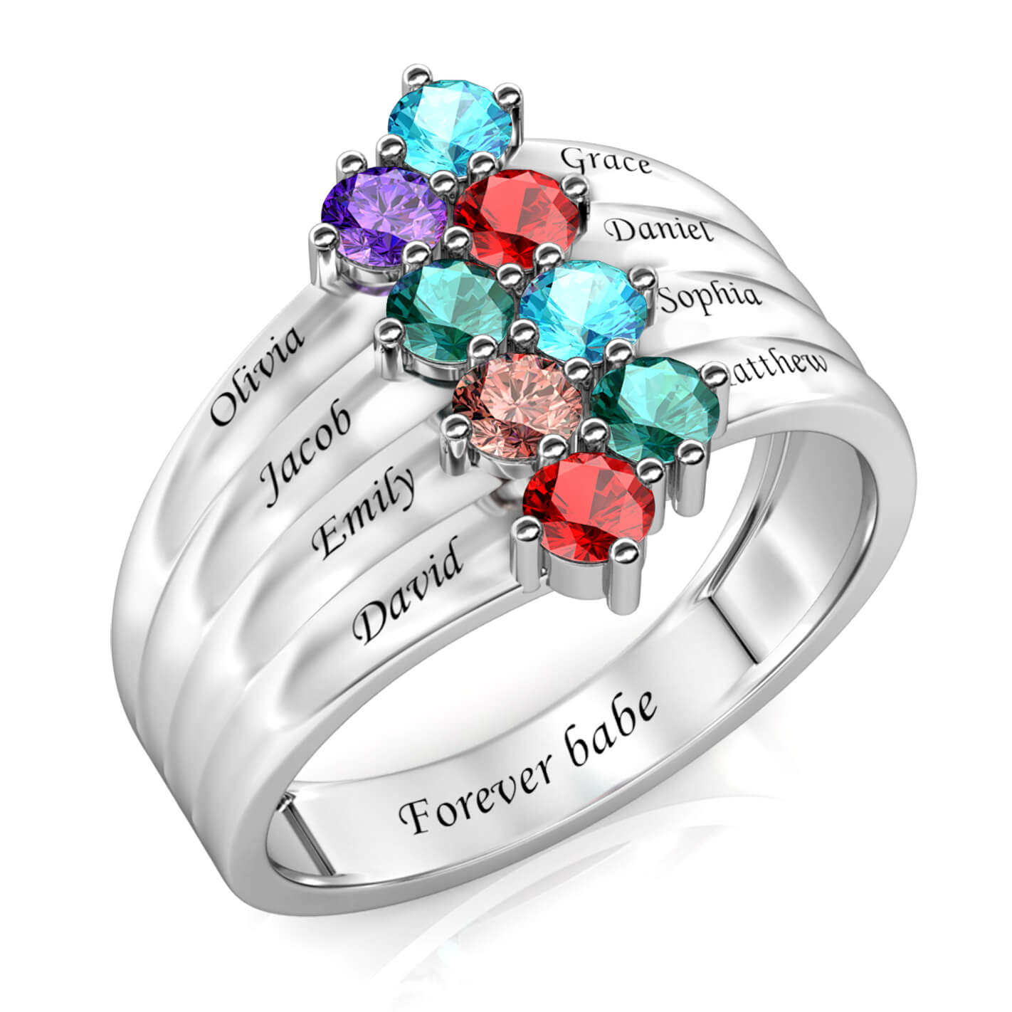 8 Birthstones Mother's Ring