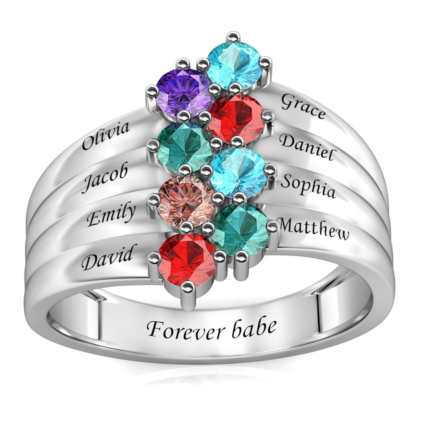 8 Birthstones Mother's Ring