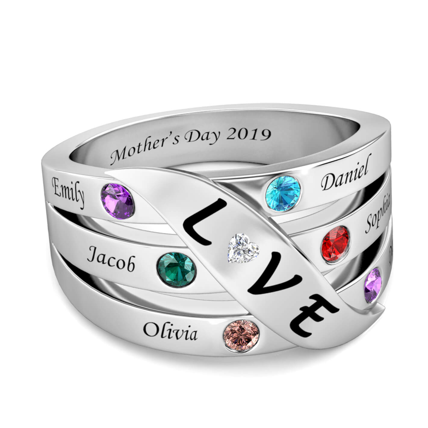 6 Birthstones Mother's Ring