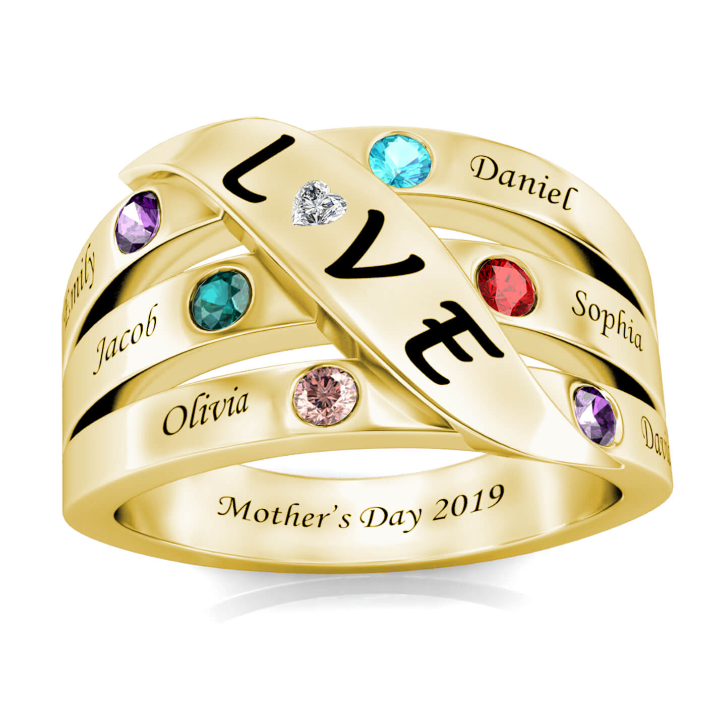 6 Birthstones Mother's Ring