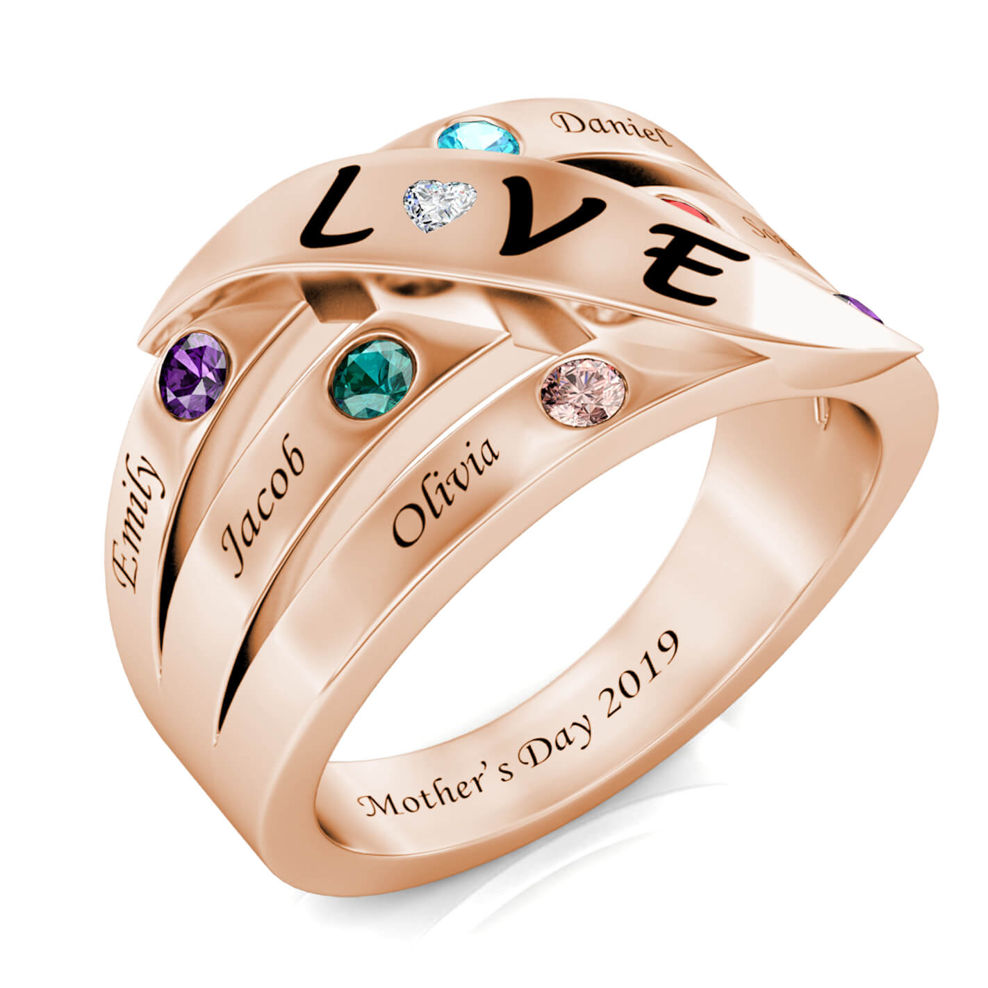 6 Birthstones Mother's Ring