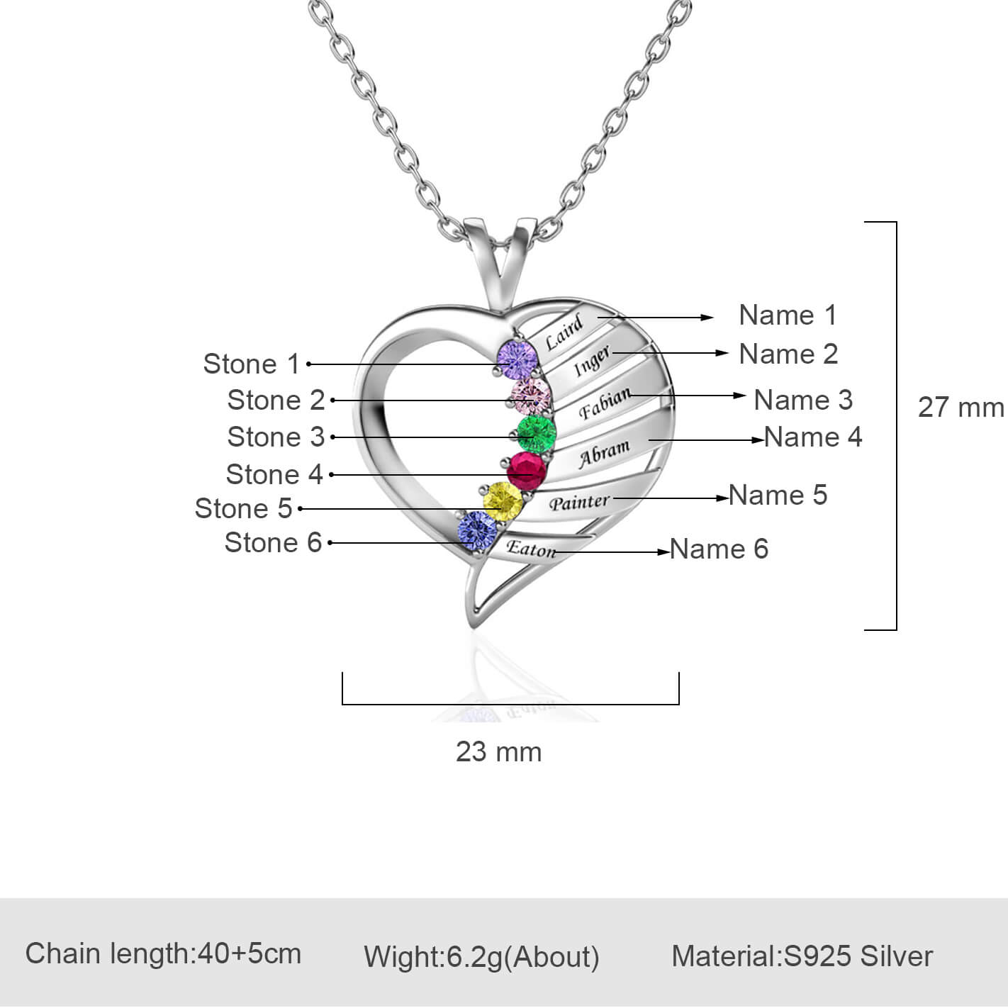 6 Birthstones Necklace