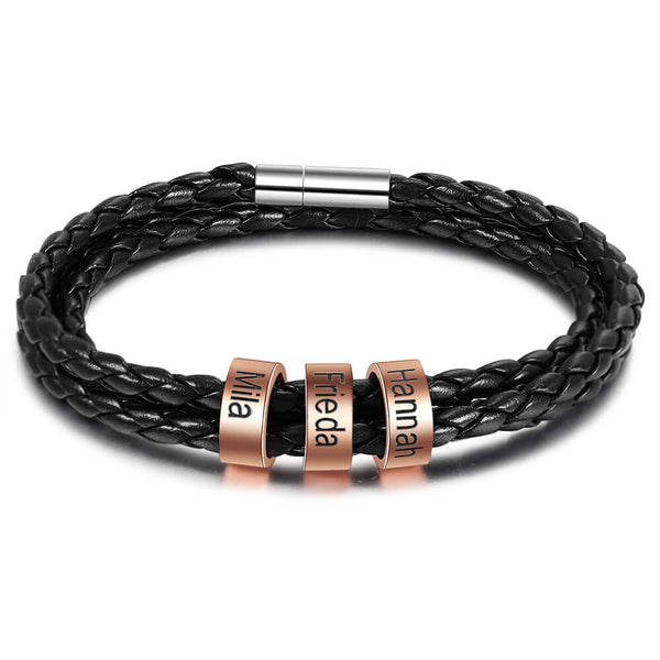 Men's Engraved 3 Beads Bracelet