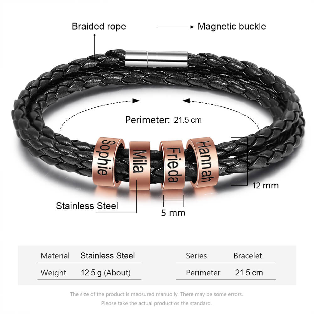 Men's Engraved 4 Beads Bracelet