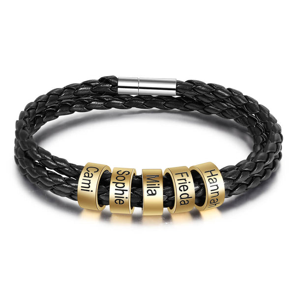 Men's Engraved 5 Beads Bracelet