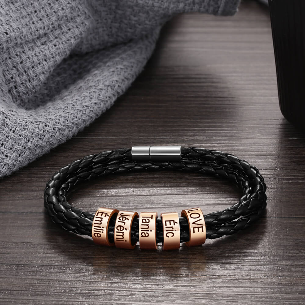 Men's Engraved 5 Beads Bracelet