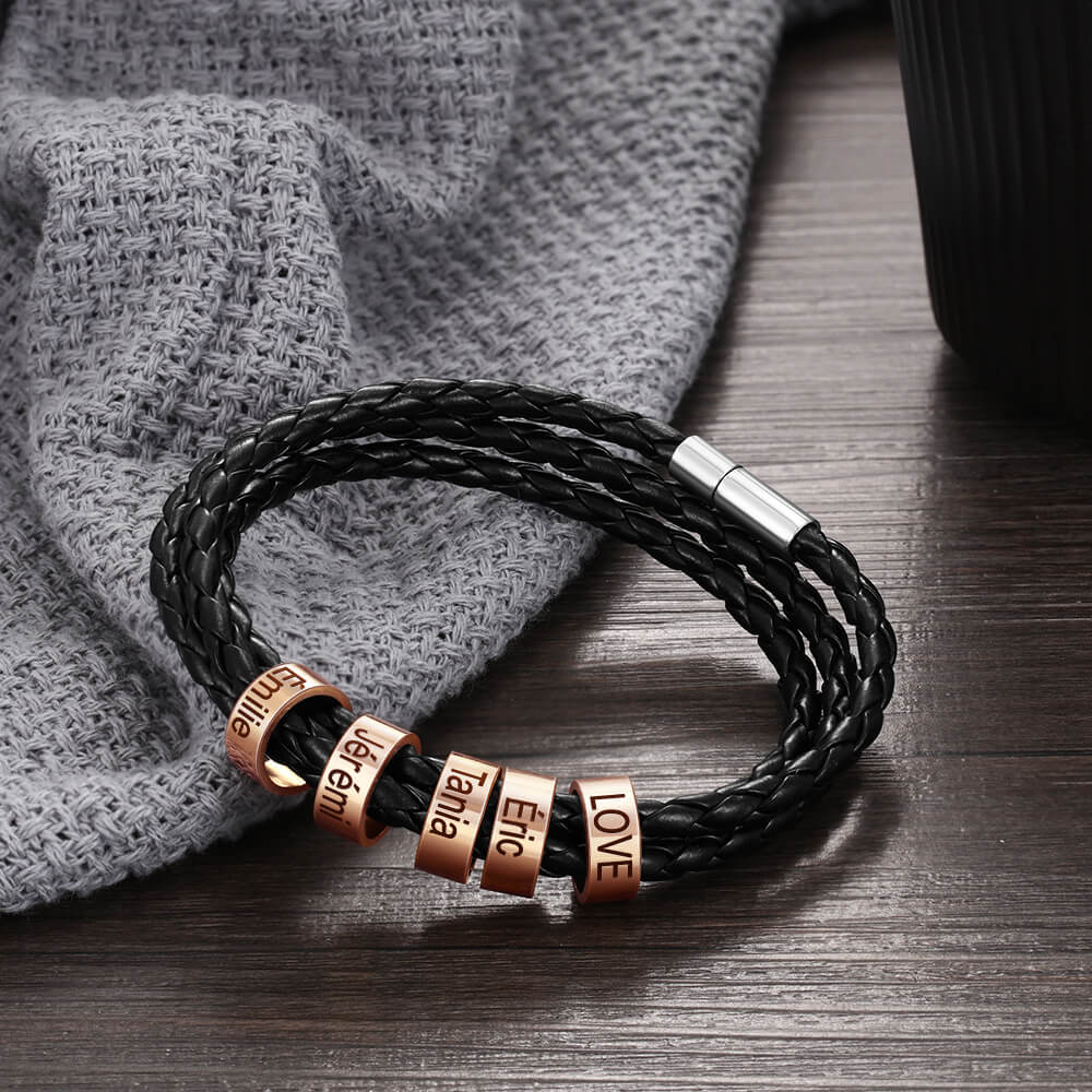 Men's Engraved 5 Beads Bracelet