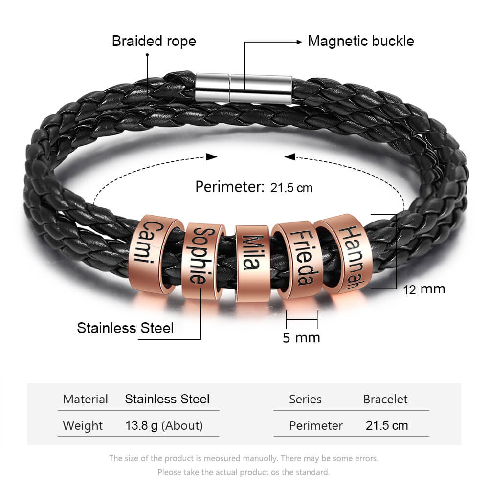 Men's Engraved 5 Beads Bracelet