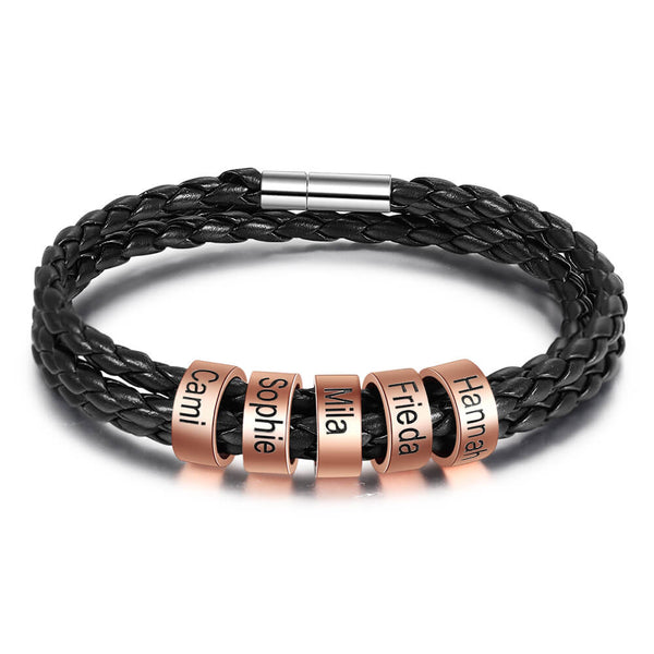 Men's Engraved 5 Beads Bracelet