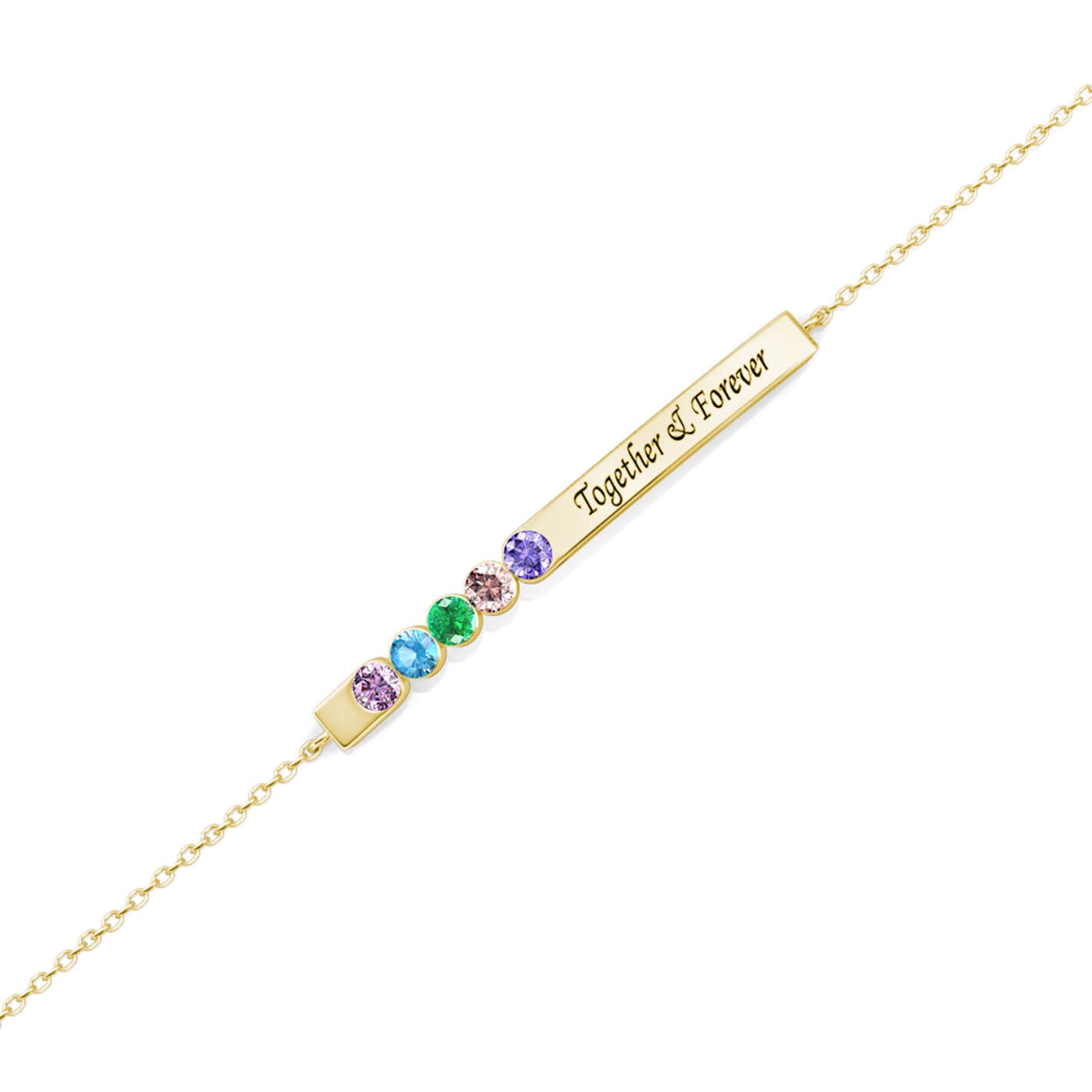 5 Birthstones Bar Bracelet