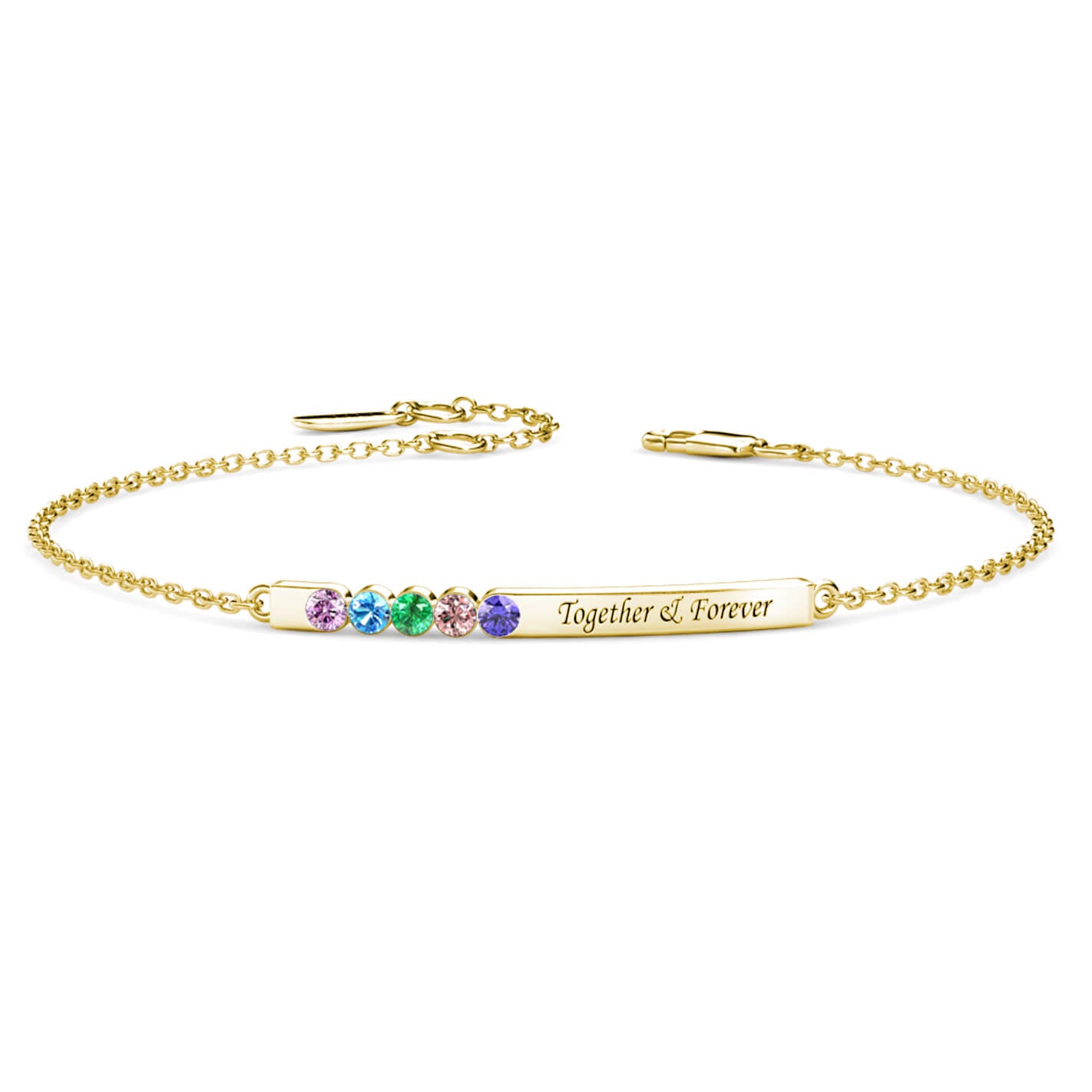 5 Birthstones Bar Bracelet