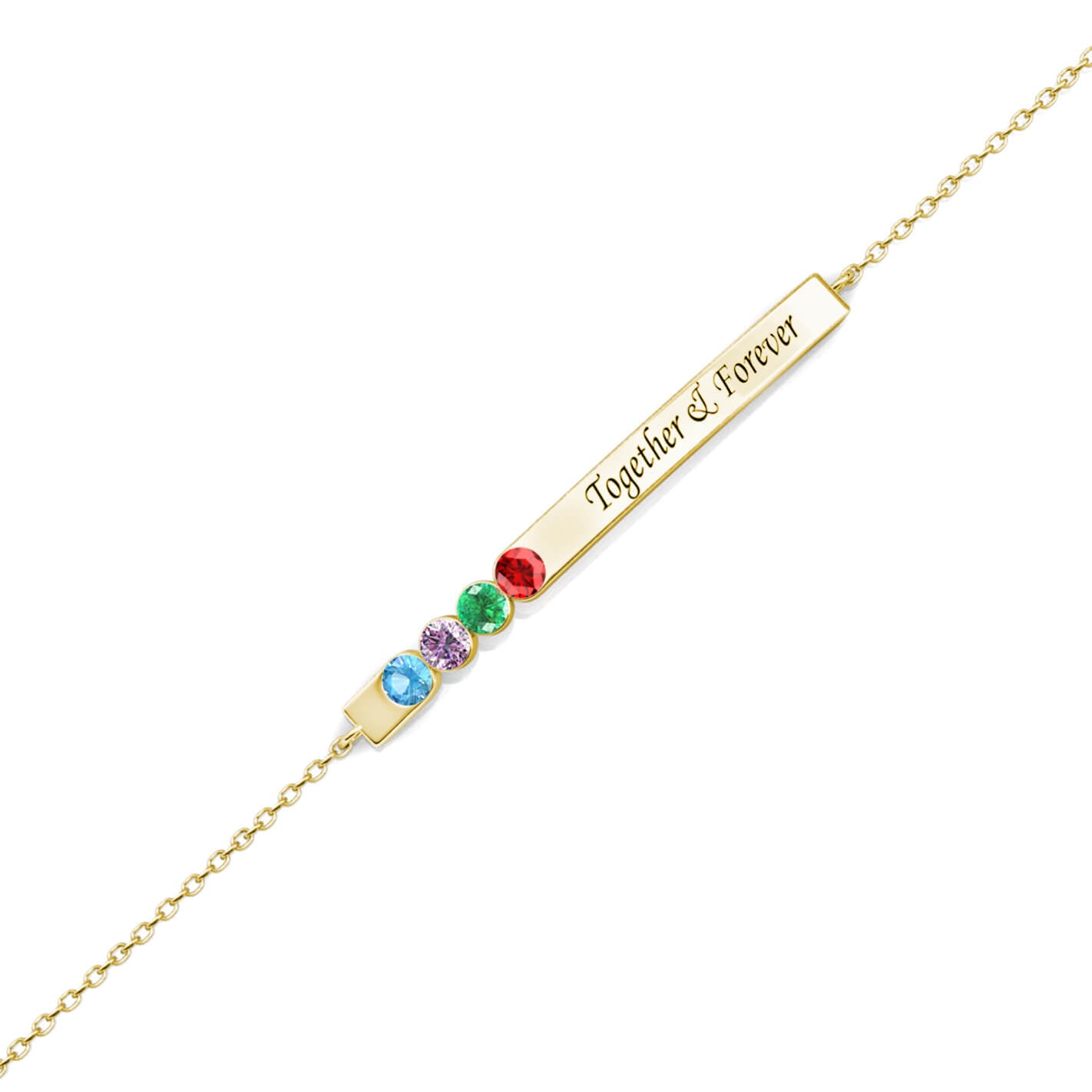 4 Birthstones Bar Bracelet