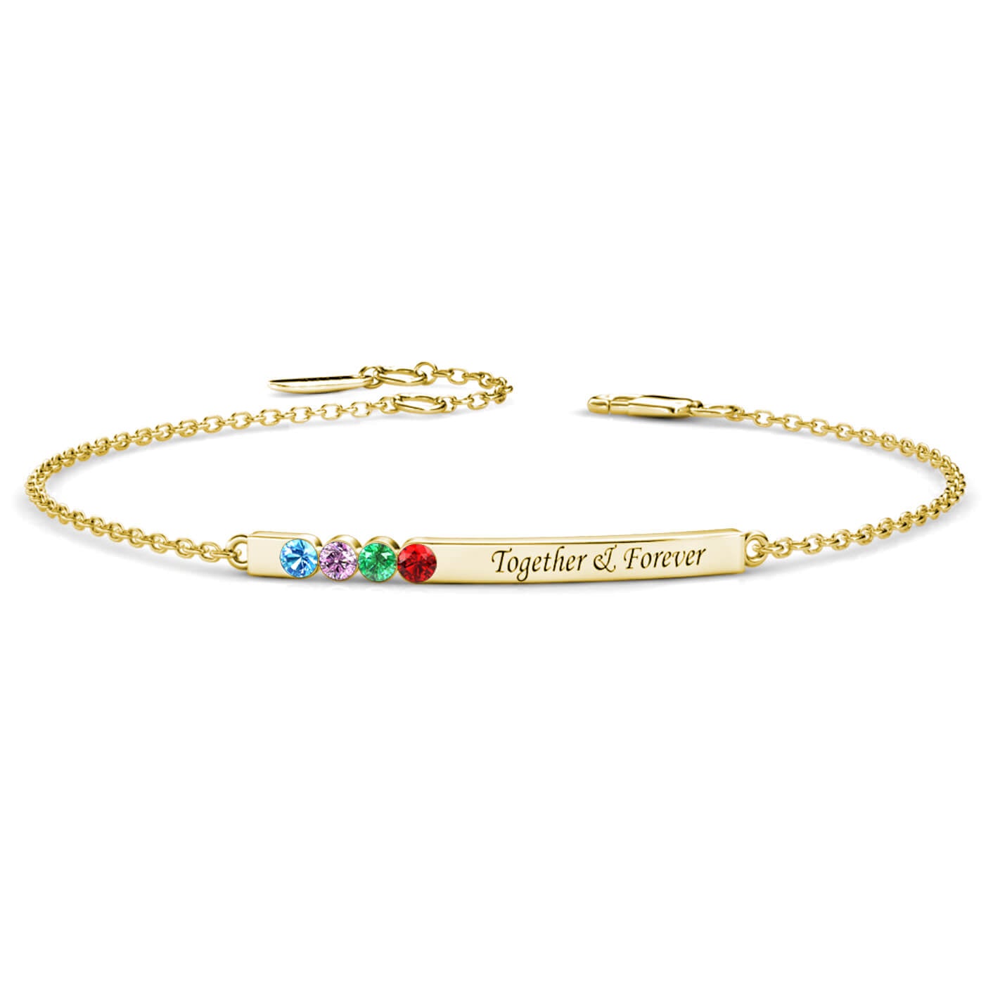 4 Birthstones Bar Bracelet